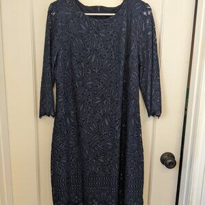 Kensie Women's Dress Navy Lace Fringe Lined Sz 12 Romantic